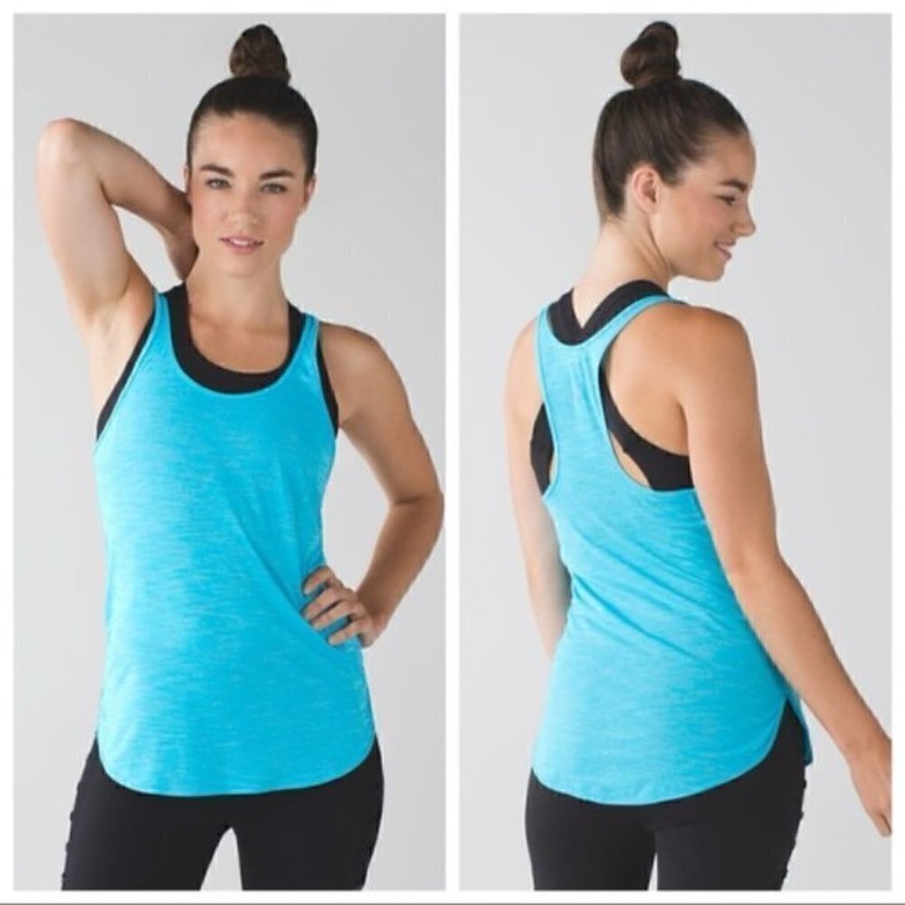 Lululemon What The Sport Singlet Heathered Fresco Blue